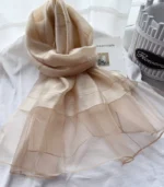 Premium Champagne Beige Gold Shimmer Soft Hijab - Image 2