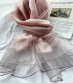 Premium Blush Pink Gold Shimmer Soft Hijab - Image 2