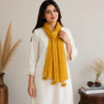 Premium Mustard Yellow Soft Crinkle Tassel Hijab