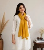 Premium Mustard Yellow Soft Crinkle Tassel Hijab
