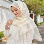 Premium Ivory White Gold Shimmer Soft Hijab