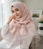 Premium Blush Pink Gold Shimmer Soft Hijab