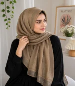 Premium Mushroom Taupe Gold Shimmer Soft Hijab