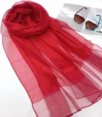 Premium Ruby Red Soft Shimmer Hijab - Image 2