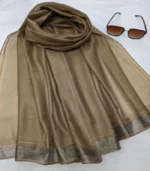 Premium Mushroom Taupe Gold Shimmer Soft Hijab - Image 2
