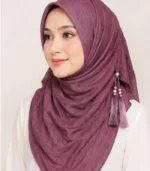 Premium Dusty Mauve Tassel Soft Shimmer Hijab