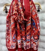Premium Pink Floral Border Silk-Finish Hijab - Image 2