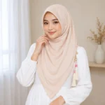 Premium Ivory Cream Tassel Soft Shimmer Hijab
