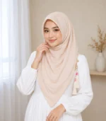 Premium Ivory Cream Tassel Soft Shimmer Hijab