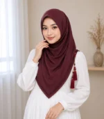 Premium Wine Maroon Tassel Soft Shimmer Hijab