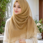 Golden Stripe Premium Tissue Hijab