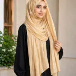 Premium Golden Champagne Soft Shimmer Silk-Finish Hijab