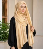 Premium Golden Champagne Soft Shimmer Silk-Finish Hijab
