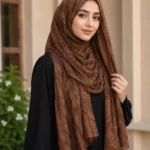 Premium Coffee Brown Soft Crinkle Shimmer Hijab