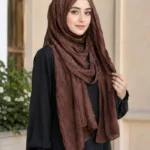 Premium Chocolate Brown Soft Crinkle Shimmer Hijab