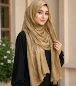 Premium Olive Gold Soft Crinkle Shimmer Hijab