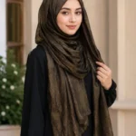 Premium Bronze Olive Soft Crinkle Shimmer Hijab