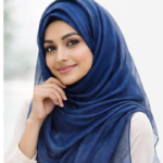 Navy Blue Premium Shimmery Tissue Hijab