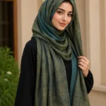 Premium Forest Olive Dual-Tone Soft Crinkle Hijab