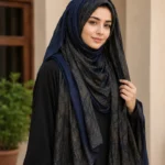Premium Navy Blue & Black Dual-Tone Soft Crinkle Hijab