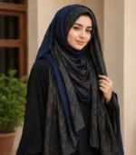 Premium Navy Blue & Black Dual-Tone Soft Crinkle Hijab