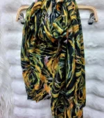 Premium Black-Olive Abstract Marble Printed Silk-Finish Hijab - Image 2