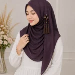 Premium Deep Plum Tassel Soft Shimmer Hijab