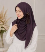 Premium Deep Plum Tassel Soft Shimmer Hijab