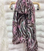 Premium Purple-Black Abstract Marble Printed Silk-Finish Hijab - Image 2