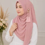Premium Blush Pink Tassel Soft Shimmer Hijab