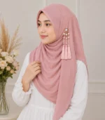 Premium Blush Pink Tassel Soft Shimmer Hijab