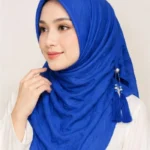 Premium Royal Blue Tassel Soft Shimmer Hijab