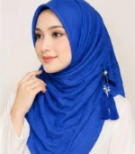 Premium Royal Blue Tassel Soft Shimmer Hijab