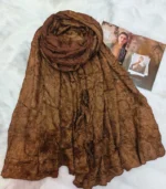 Premium Coffee Brown Soft Crinkle Shimmer Hijab - Image 2