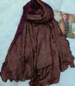 Premium Chocolate Brown Soft Crinkle Shimmer Hijab - Image 2