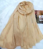 Premium Golden Champagne Soft Shimmer Silk-Finish Hijab - Image 2