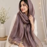 Premium Dusty Mauve Gold Lurex Border Silk-Finish Hijab