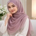 Premium Dusty Mauve Golden Lurex Border Silk-Finish Hijab