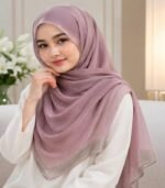Premium Dusty Mauve Golden Lurex Border Silk-Finish Hijab