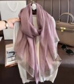 Premium Dusty Mauve Golden Lurex Border Silk-Finish Hijab - Image 2