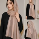 Premium Rose Taupe Shimmer Pearl Border Silk-Finish Hijab