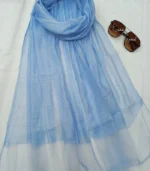 Premium Sky Blue Shimmer Silk-Finish Hijab - Image 2
