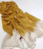 Premium Mustard Golden Shimmer Border Silk-Finish Hijab - Image 2