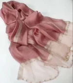 Premium Dusty Rose Shimmer Pearl Border Hijab - Image 2