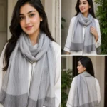 Premium Silver Grey Pleated Silk-Finish Hijab