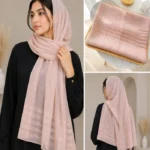 Premium Blush Pink Striped Silk-Finish Hijab