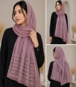 Premium Dusty Mauve Striped Silk-Finish Hijab