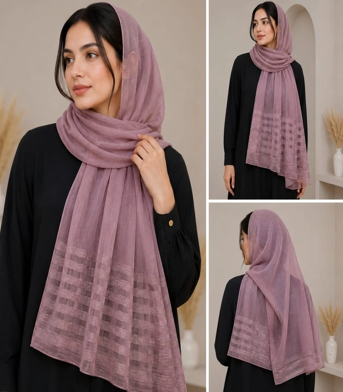 WhatsApp Image 2026-07-08 at 18.47.33_700x800 Premium Dusty Mauve Striped Silk-Finish Hijab - Image 1