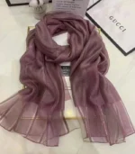 Premium Dusty Mauve Shimmer Striped Silk-Finish Hijab - Image 2