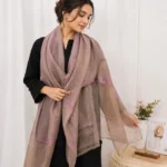 Premium Dusty Rose Gold Shimmer Striped Silk-Finish Hijab